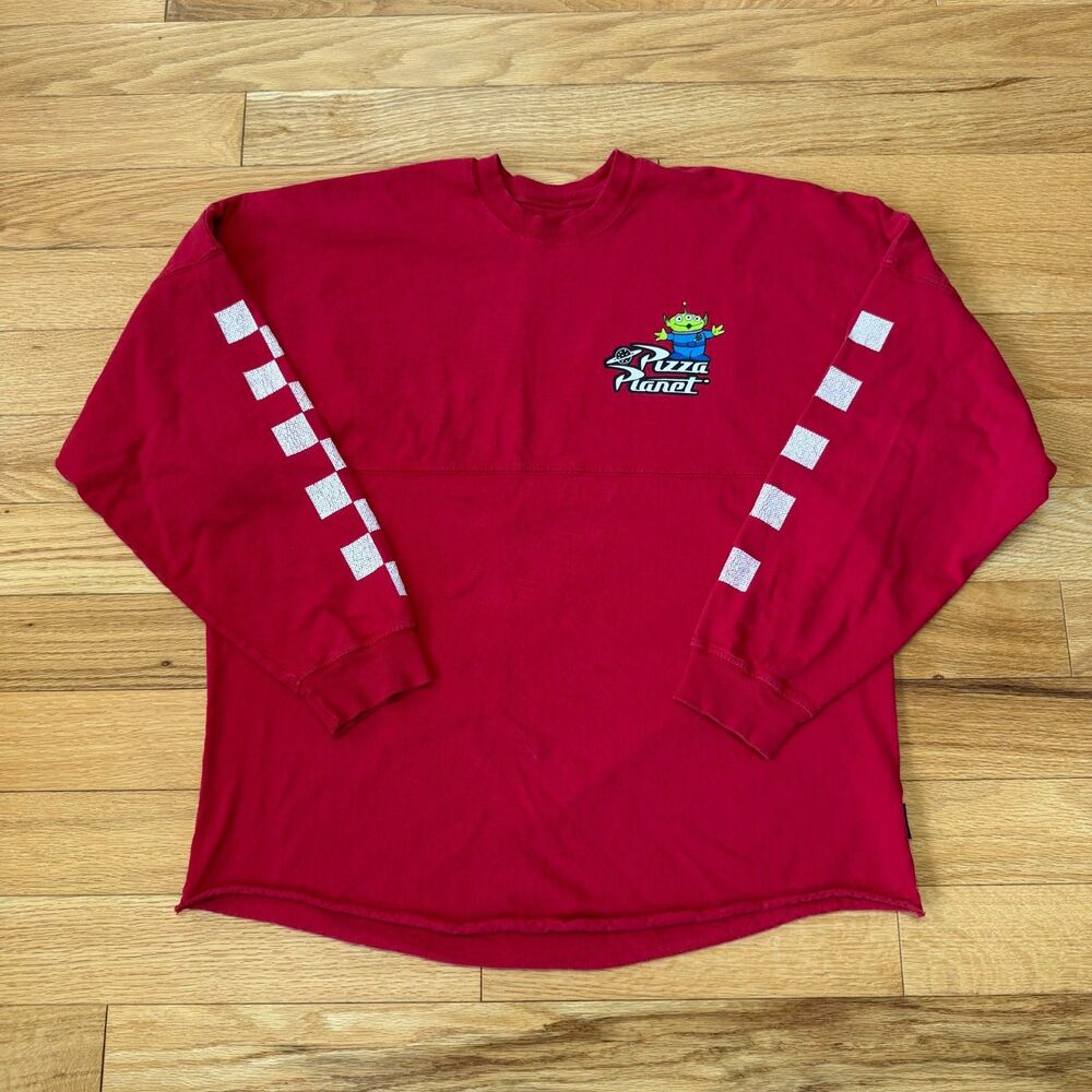 Disney Parks Pizza Planet Spirit Jersey Adult Size Medium Red Toy Story Alien